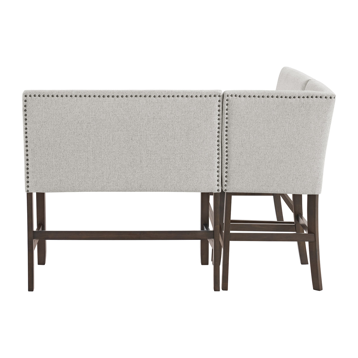 Seneca Counter 3PC Corner Bench with Grey Fabric in Brown - Jack’s Furniture and More (Laredo, TX)