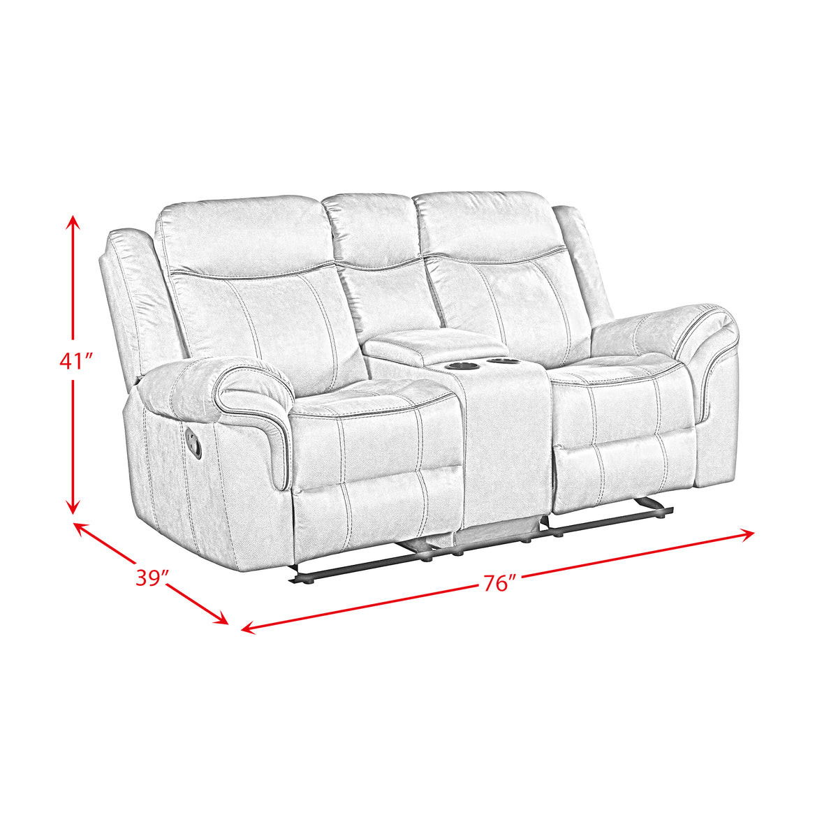 Sorrento 3PC Living Room Set in FB367 Charcoal-Sofa, Loveseat & Recliner