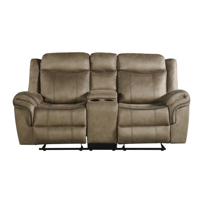 Sorrento Motion Loveseat with Console in T101 Brown - Jack’s Furniture and More (Laredo, TX)