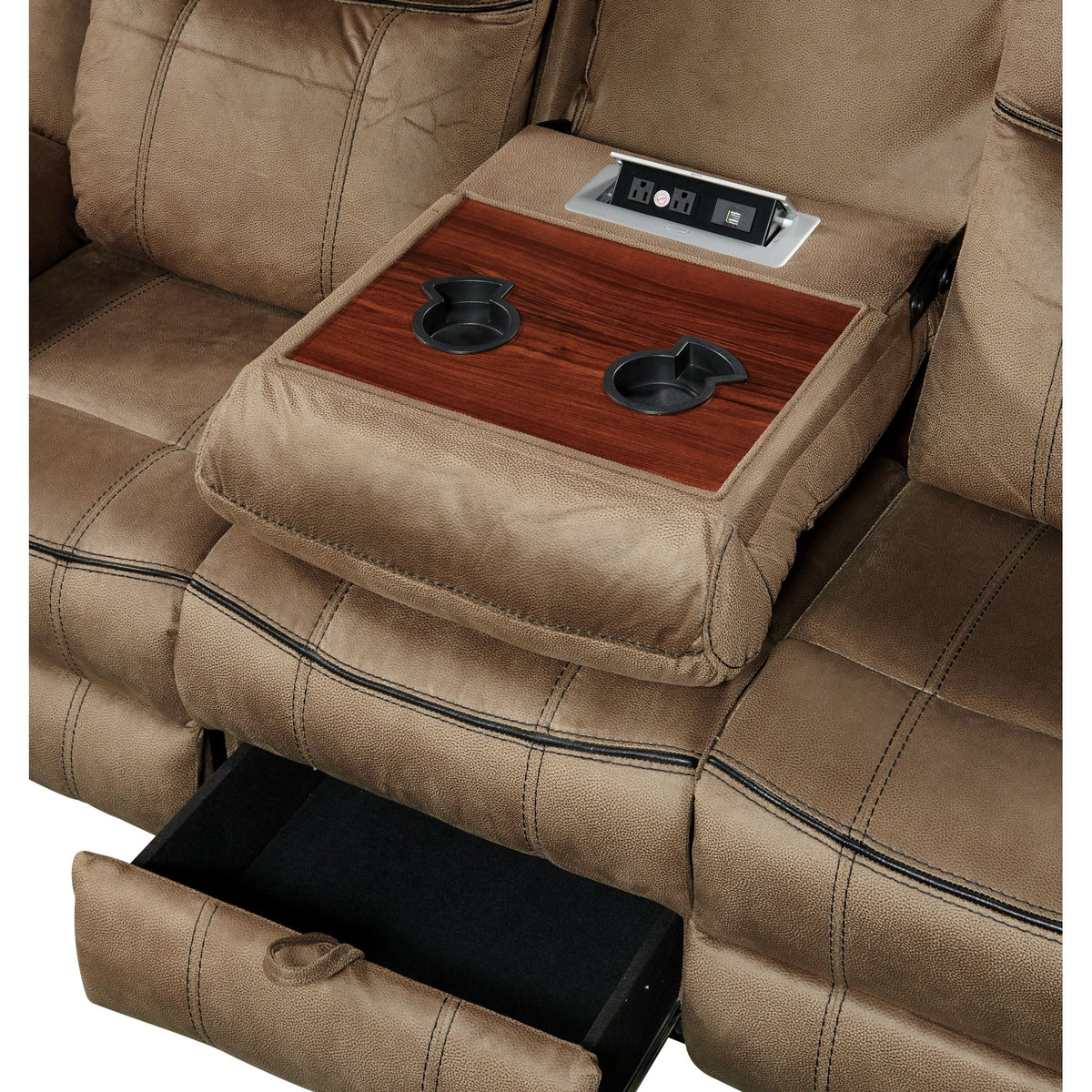 Sorrento 3PC Living Room Set in T101 Brown-Sofa, Loveseat & Recliner