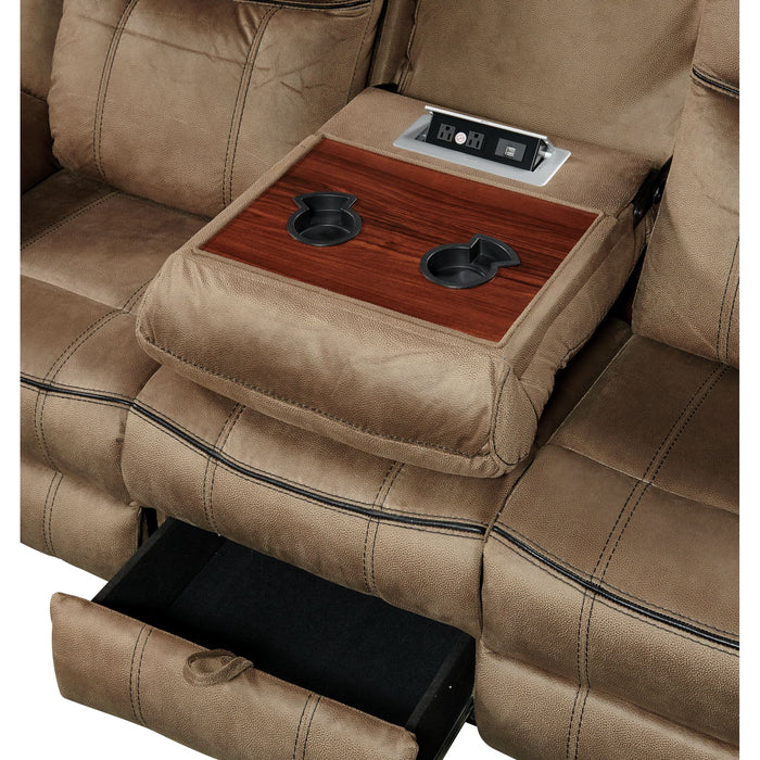 Sorrento Motion Sofa with Dropdown in T101 Brown - Jack’s Furniture and More (Laredo, TX)