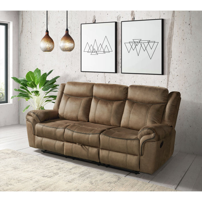 Sorrento Motion Sofa with Dropdown in T101 Brown - Jack’s Furniture and More (Laredo, TX)