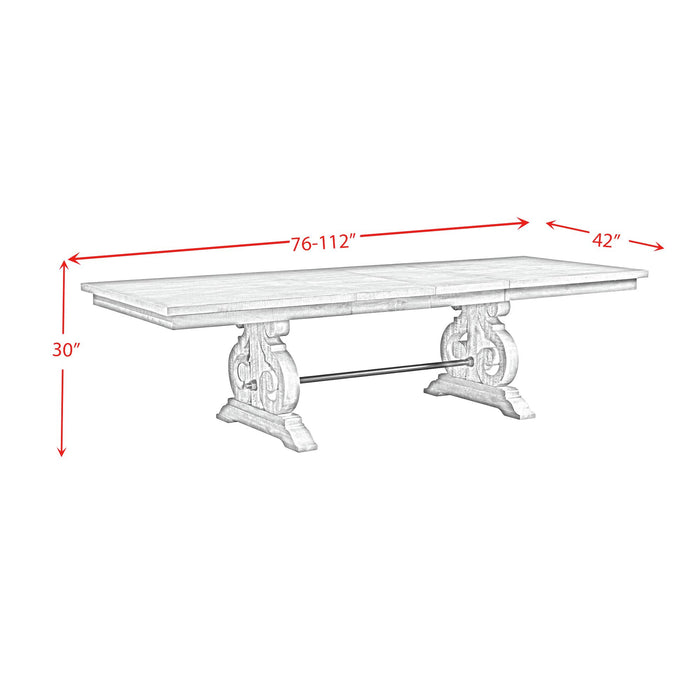 Stone 6PC Dining Set in Charcoal - Table, 4 Wooden Swril Back Side Chairs, & Pew Bench - Jack’s Furniture and More (Laredo, TX)