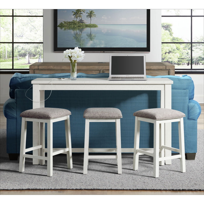 Stone Occasional Bar Table Single Pack in White (Table + Three Stools) - Jack’s Furniture and More (Laredo, TX)