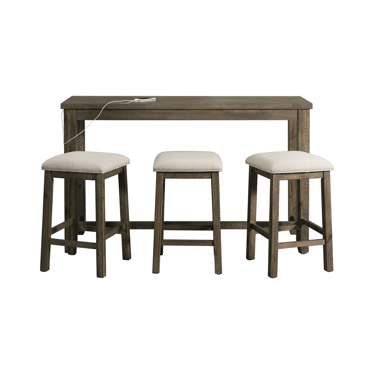 Stone Occasional Bar Table Single Pack Gray Finish (Table + Three Stools)