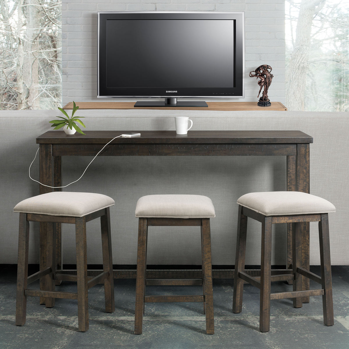 Stone Occasional Bar Table Single Pack (Table + Three Stools)
