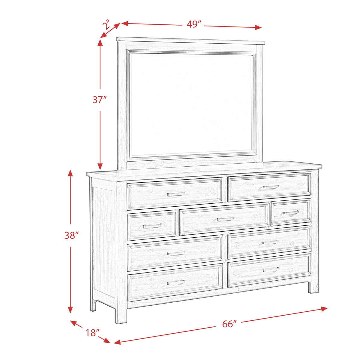 Sullivan Dresser & Mirror Set in Drift Grey - Jack’s Furniture and More (Laredo, TX)