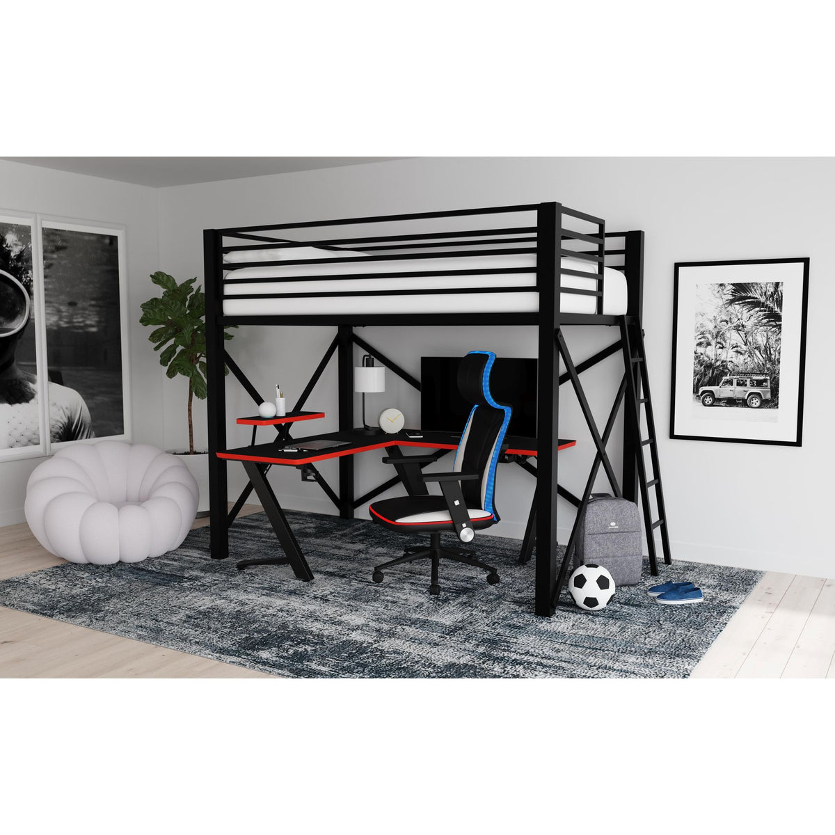 Rollins Gaming Chair with LED and Speaker in Black and Khaki - 3A Packing - Jack’s Furniture and More (Laredo, TX)
