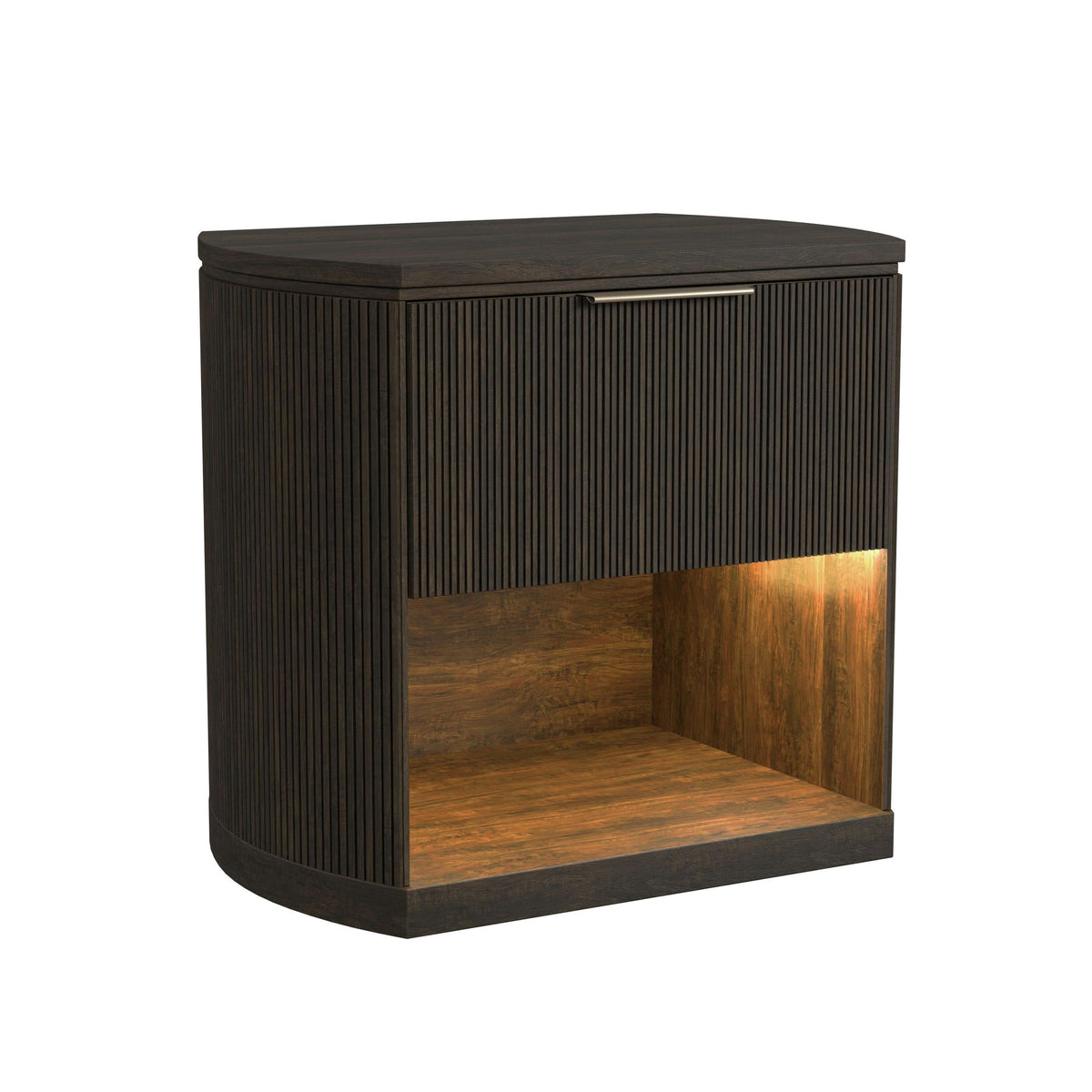 Sylvie 1-Drawer Nightstand with Touch Light in Dark Brown LED - Jack’s Furniture and More (Laredo, TX)