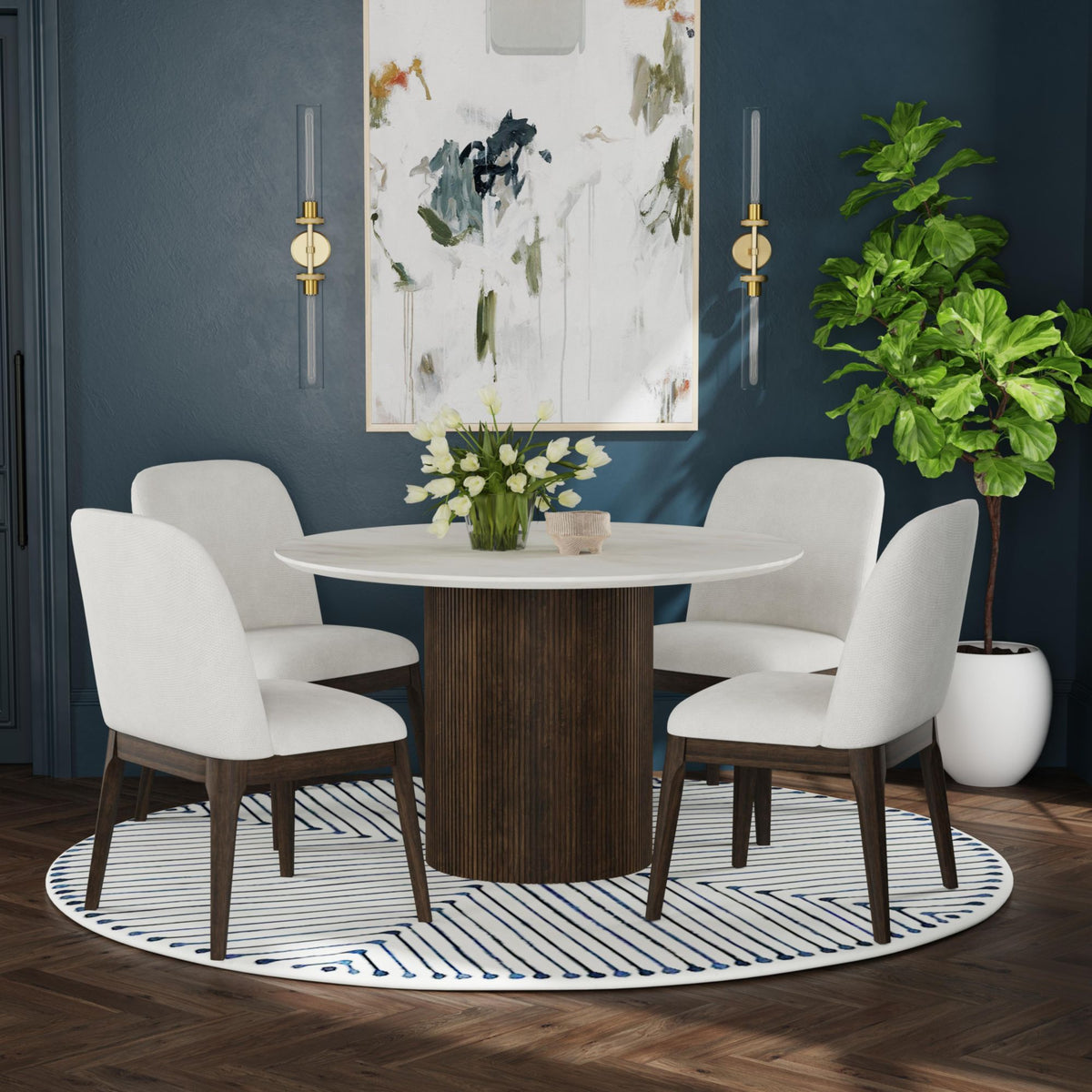 Sylvie Dining Side Chair with White Fabric in Dark Brown (2 Per Carton) - Jack’s Furniture and More (Laredo, TX)