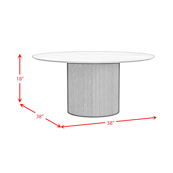 Sylvie Round Coffee Table with White Faux Marble Top and Base in Dark Brown - Jack’s Furniture and More (Laredo, TX)