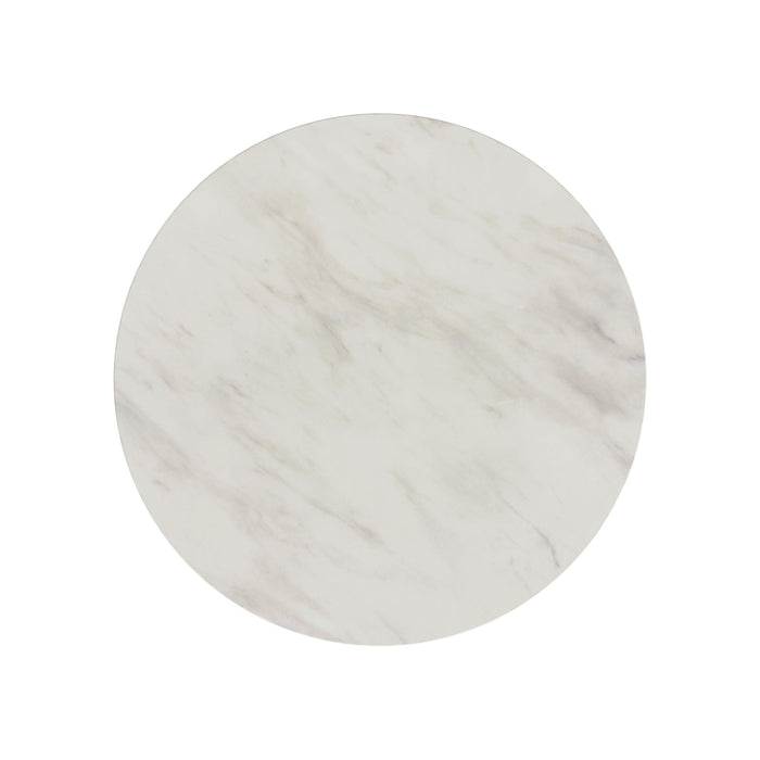 Sylvie Round Dining Table with White Faux Marble Top in Dark Brown - Jack’s Furniture and More (Laredo, TX)