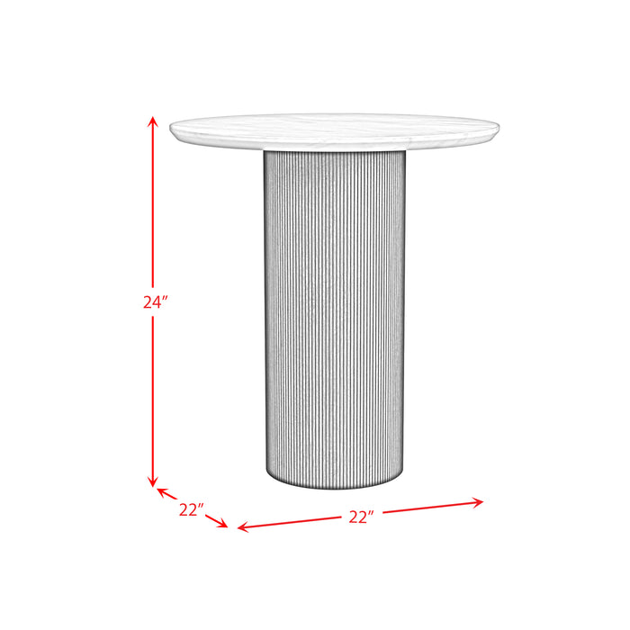 Sylvie Round End Table with White Faux Marble Top and Base in Dark Brown - Jack’s Furniture and More (Laredo, TX)