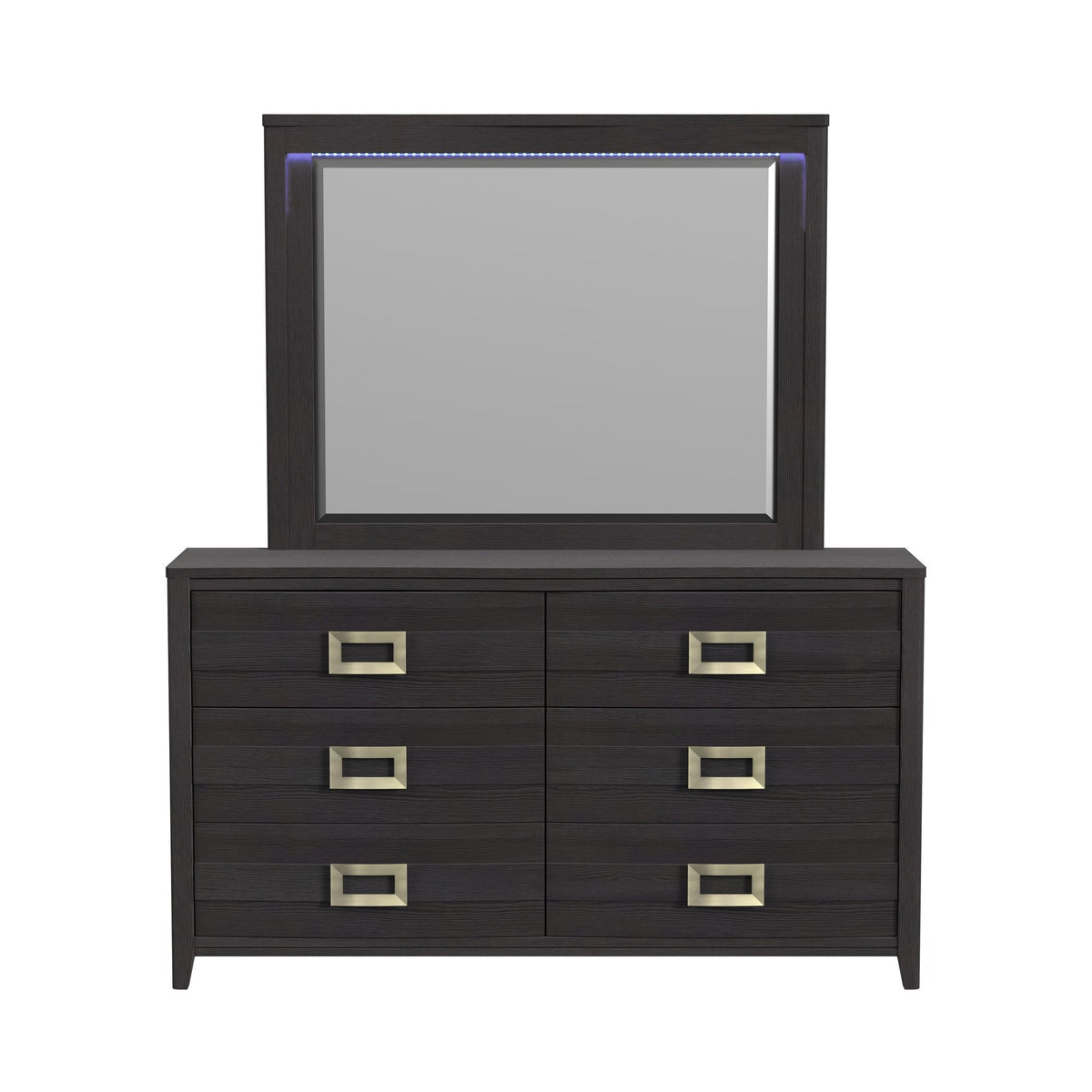 Tobias Dresser and Mirror Set with LED in Black