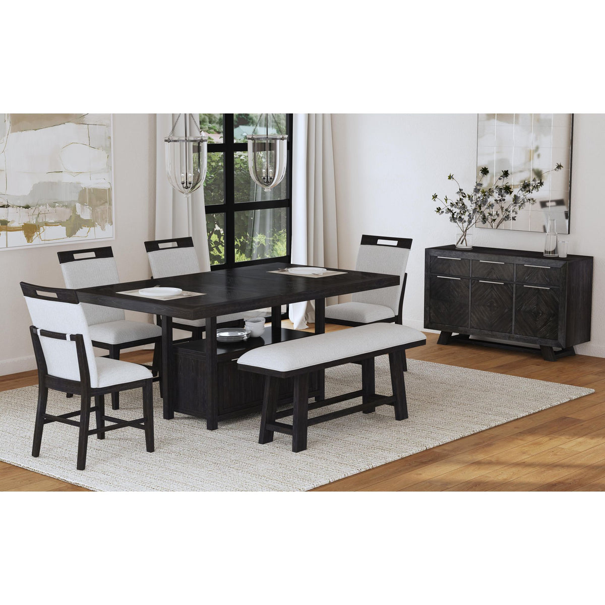 Transcend Counter Height Dining Set in Charcoal-Table and Four Chairs - Jack’s Furniture and More (Laredo, TX)
