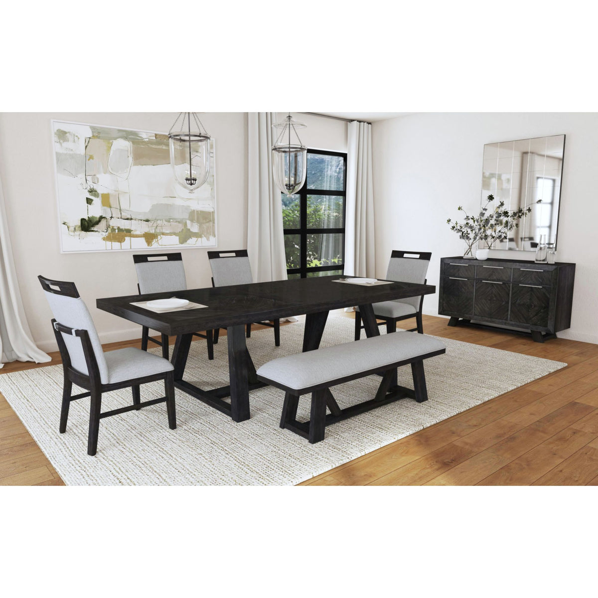 Transcend Dining Side Chair with Light Grey Fabric in Charcoal (2 Per Carton) - Jack’s Furniture and More (Laredo, TX)