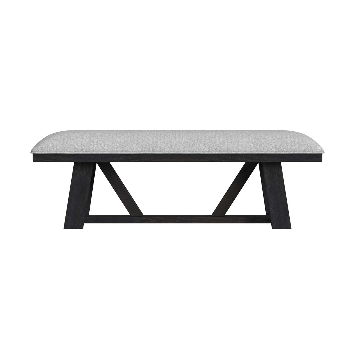 Transcend Dining Bench with Light Grey Fabric in Charcoal