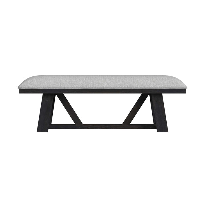 Transcend Dining Bench with Light Grey Fabric in Charcoal - Jack’s Furniture and More (Laredo, TX)