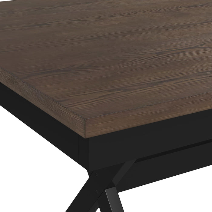 Tulane 6PC Dining Set with Table, 4 Chairs, and Bench in Oak and Black