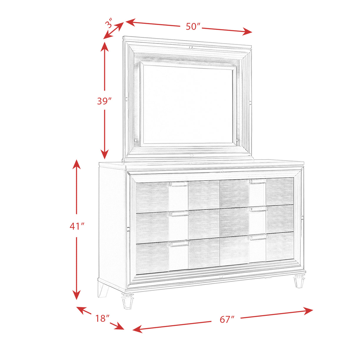 Twenty Nine Dresser & Mirror Set White