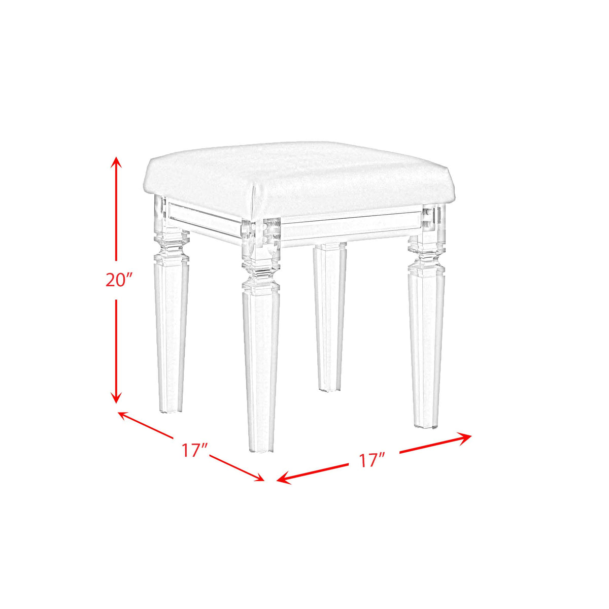 Twenty Nine Dressing Stool W/Acrylic Leg