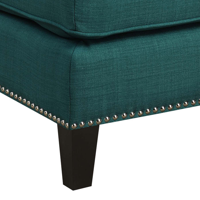 Erica 497 Ottoman W/Chrome Nail Heirloome Teal (ISTA 3) - Jack’s Furniture and More (Laredo, TX)