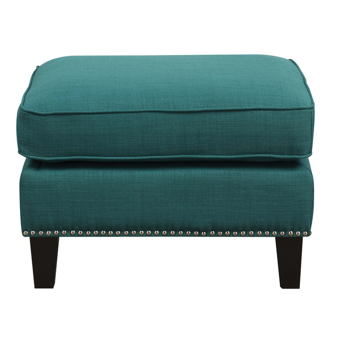 Erica 497 Ottoman W/Chrome Nail Heirloome Teal (ISTA 3) - Jack’s Furniture and More (Laredo, TX)