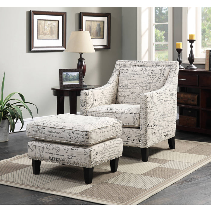 Erica 497 Ottoman W/Chrome Nail French Script (ISTA 3) - Jack’s Furniture and More (Laredo, TX)