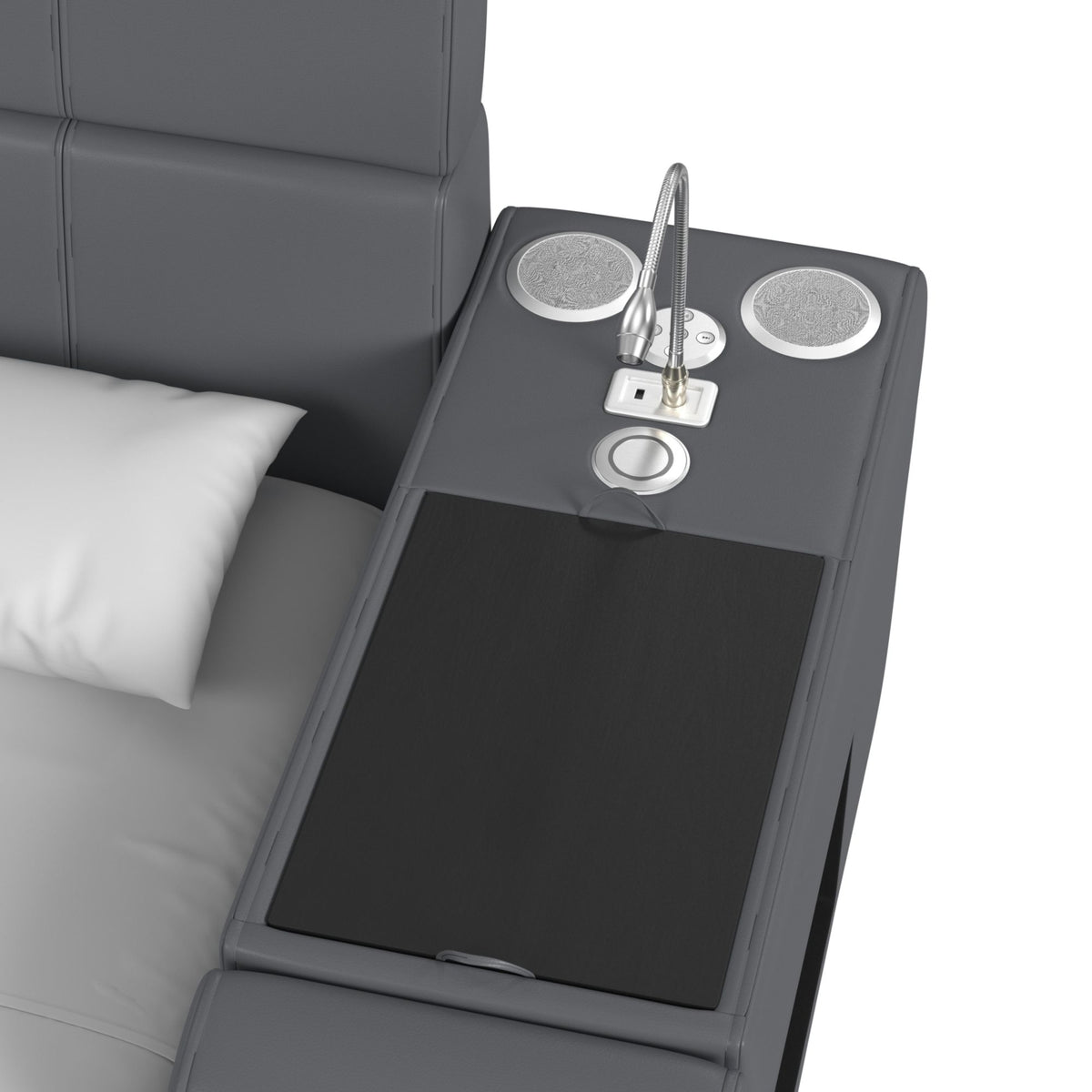 Valari Nightstand with Electronic Features in Grey PU - Jack’s Furniture and More (Laredo, TX)