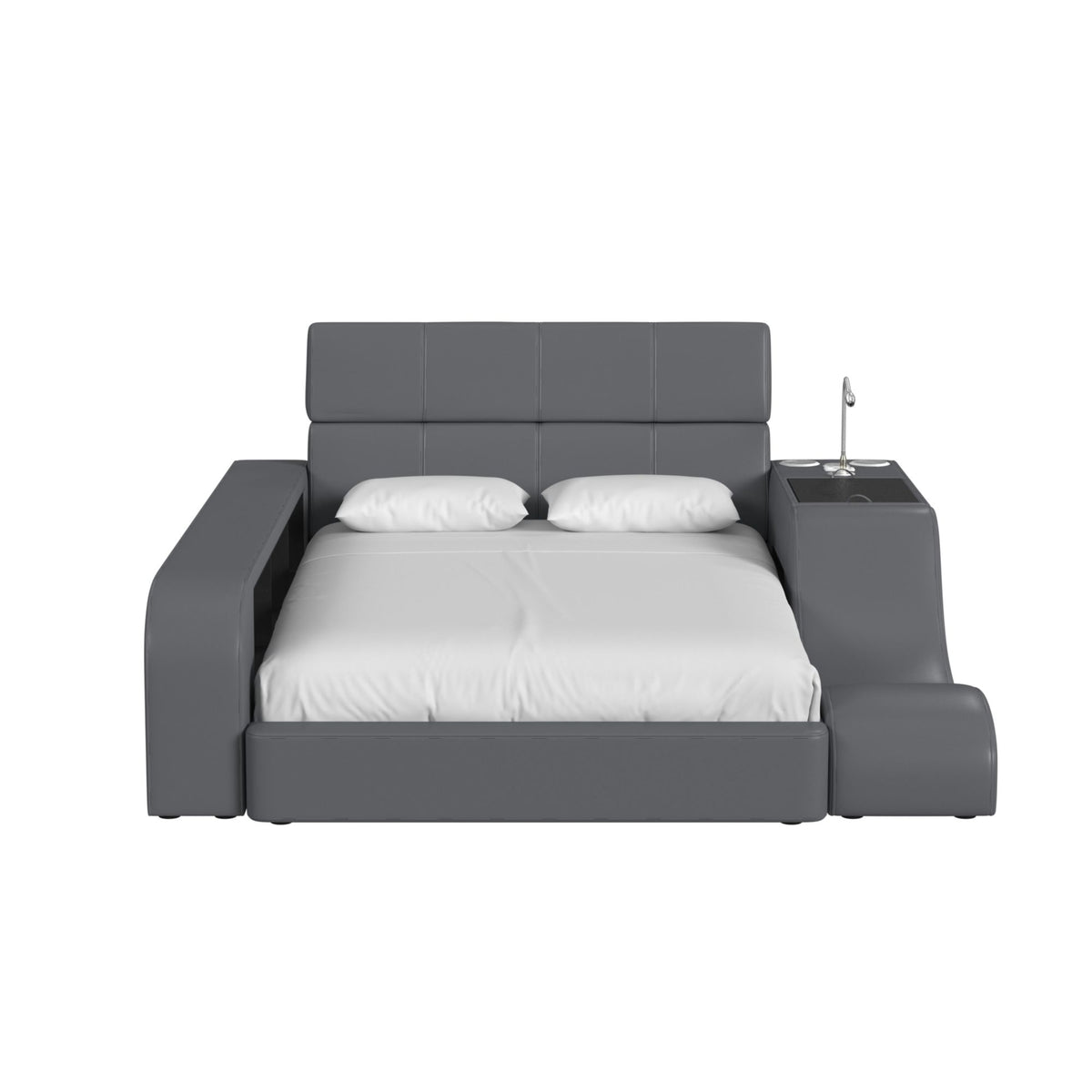 Valari Side Bookcase in Grey PU