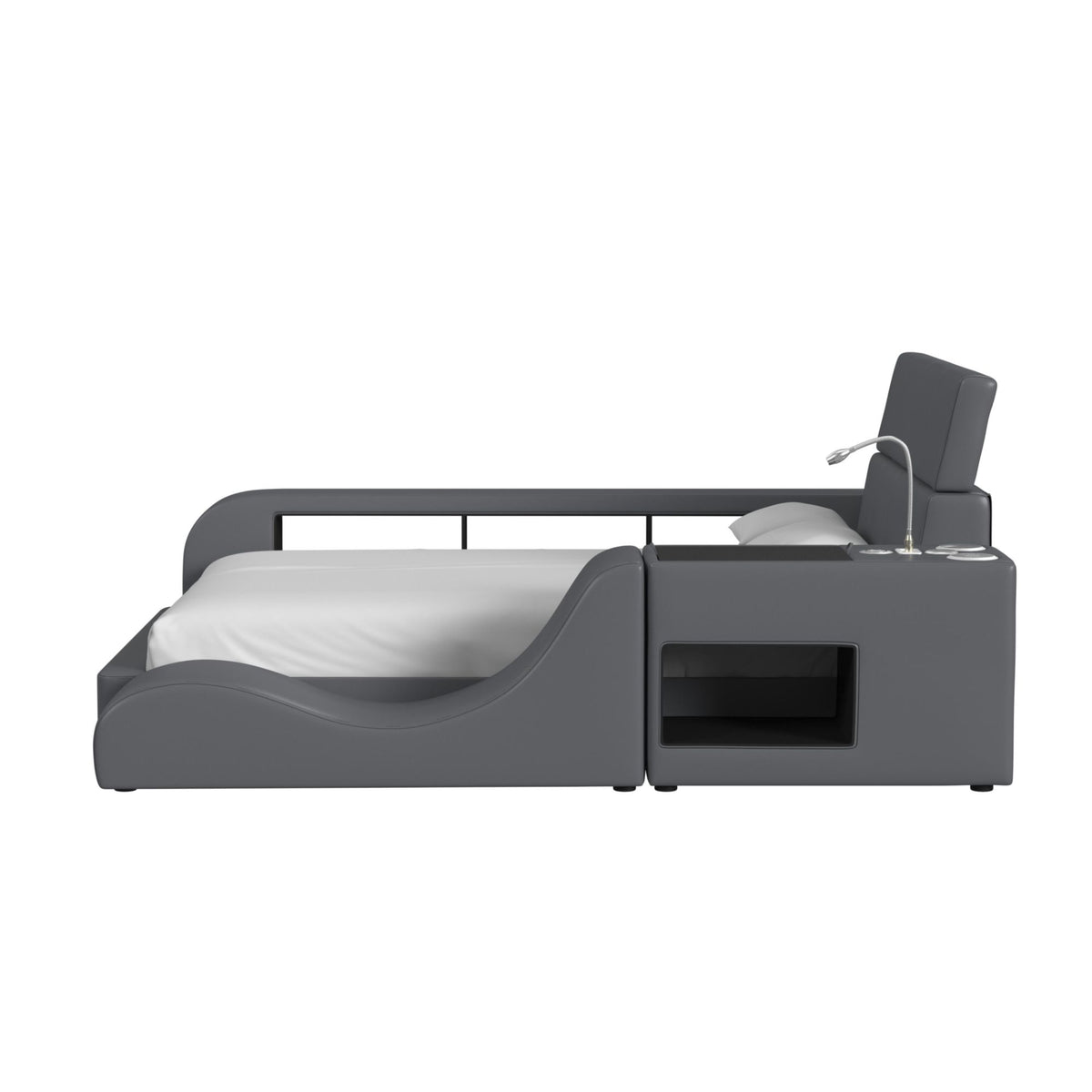 Valari Nightstand with Electronic Features in Grey PU - Jack’s Furniture and More (Laredo, TX)