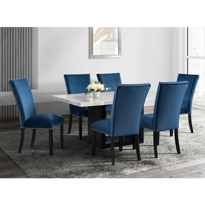 Valentino White 5PC Counter Height Dining Set-Table & Four Blue Chairs - Jack’s Furniture and More (Laredo, TX)