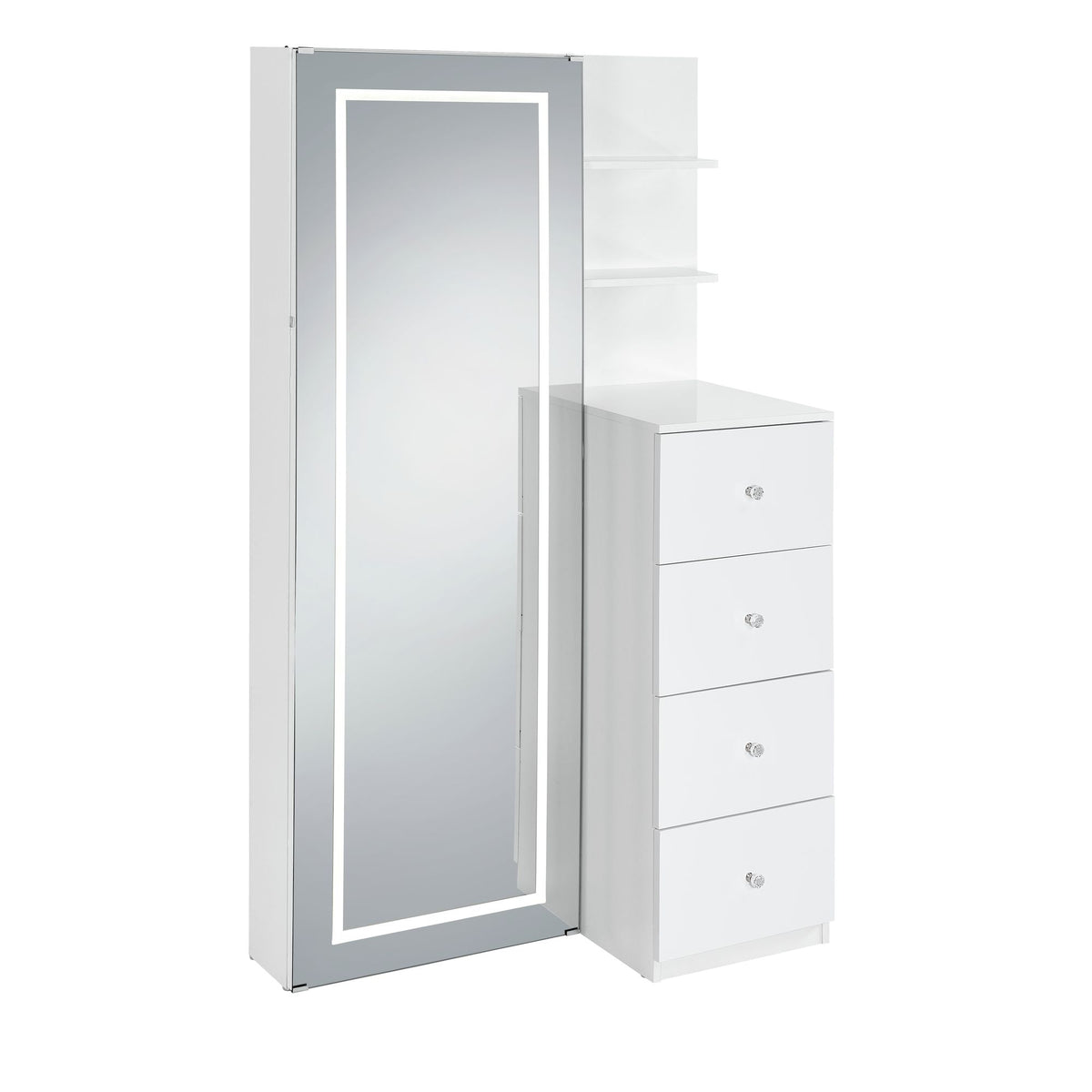 Vancouver Floor Mirror With Storage in White - Jack’s Furniture and More (Laredo, TX)