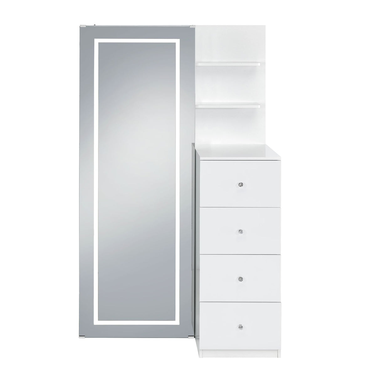 Vancouver Floor Mirror With Storage in White - Jack’s Furniture and More (Laredo, TX)