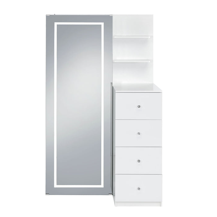 Vancouver Floor Mirror With Storage in White