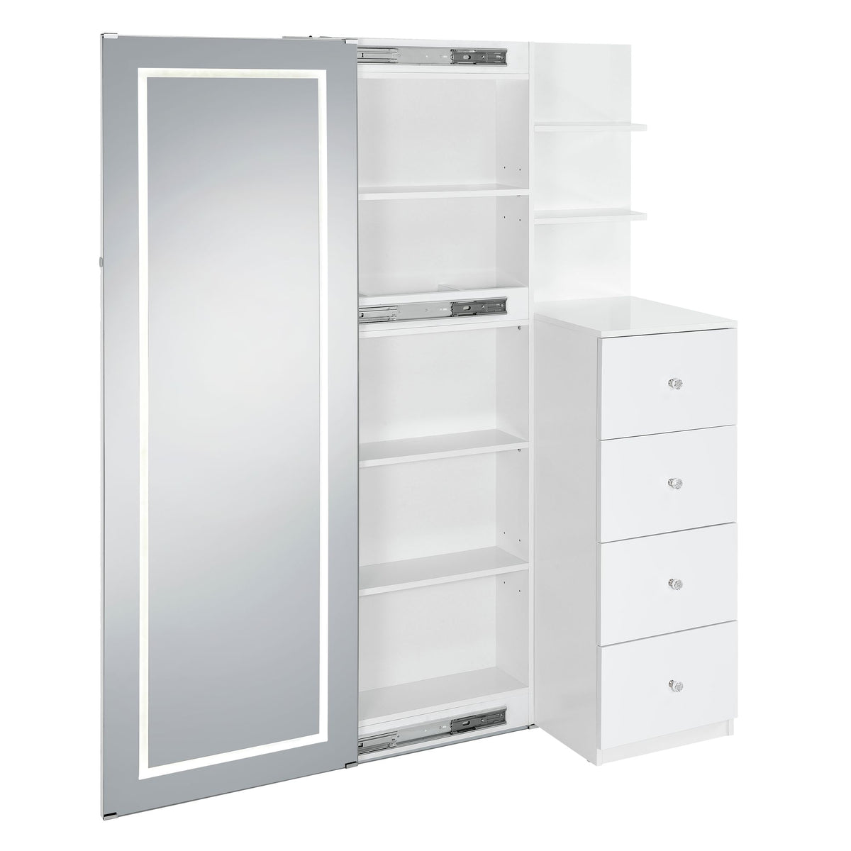 Vancouver Floor Mirror With Storage in White - Jack’s Furniture and More (Laredo, TX)