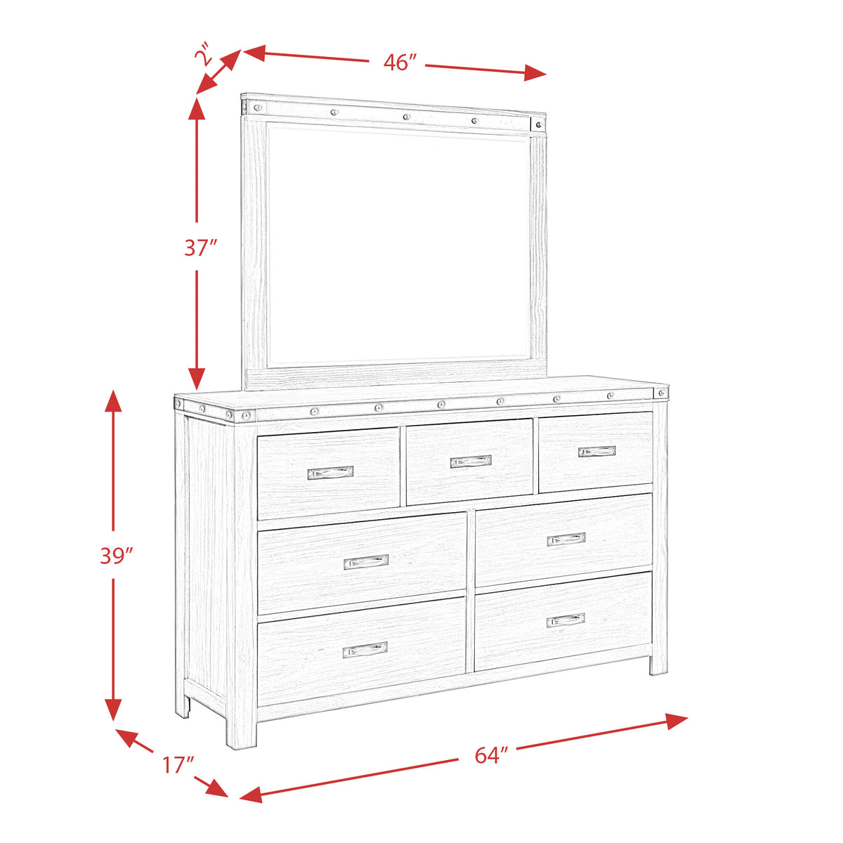 Wade 7-Drawer Dresser & Mirror Set - Jack’s Furniture and More (Laredo, TX)