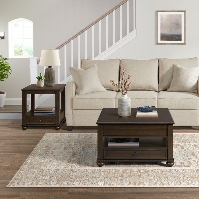 Wagner 2PC Occasional Table Set in Cherry-Square Lift-Top Coffee Table & End Table - Jack’s Furniture and More (Laredo, TX)