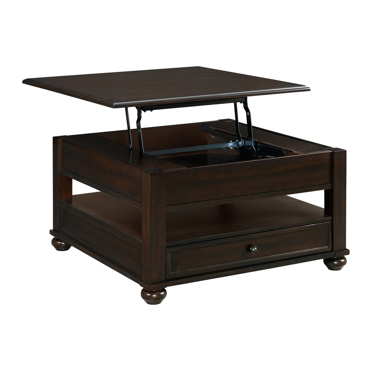 Wagner Square Lift-Top Coffee Table w/ Casters in Cherry - Jack’s Furniture and More (Laredo, TX)