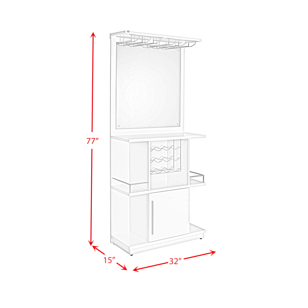 Wendolyn Wine Cabinet with Light in Glossy White - Jack’s Furniture and More (Laredo, TX)