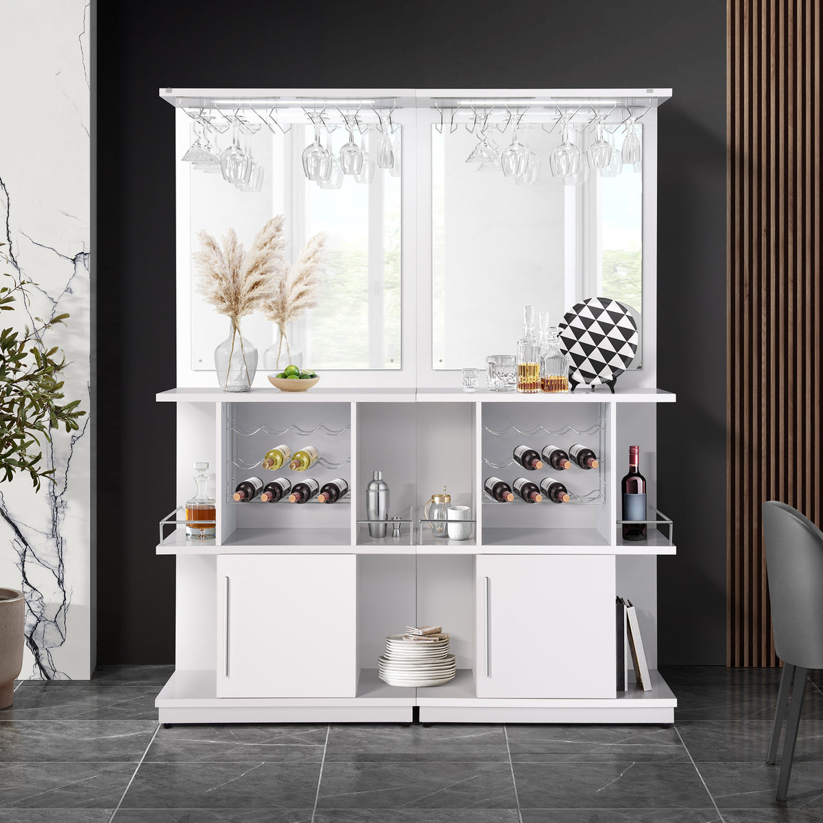 Wendolyn Wine Cabinet with Light in Glossy White - Jack’s Furniture and More (Laredo, TX)