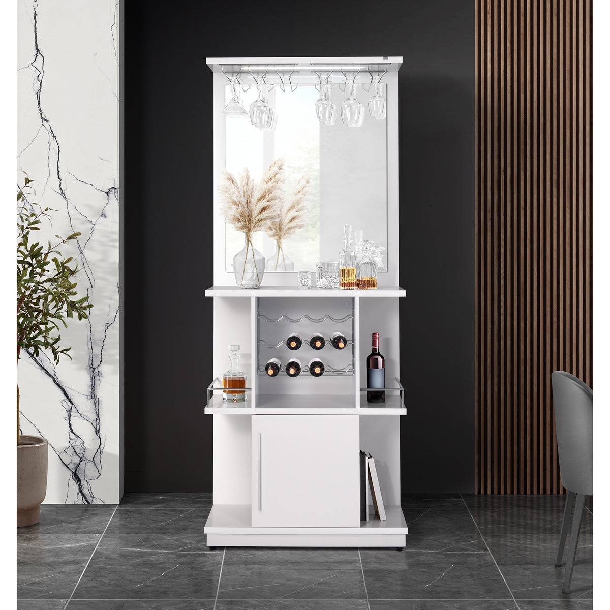 Wendolyn Wine Cabinet with Light in Glossy White - Jack’s Furniture and More (Laredo, TX)