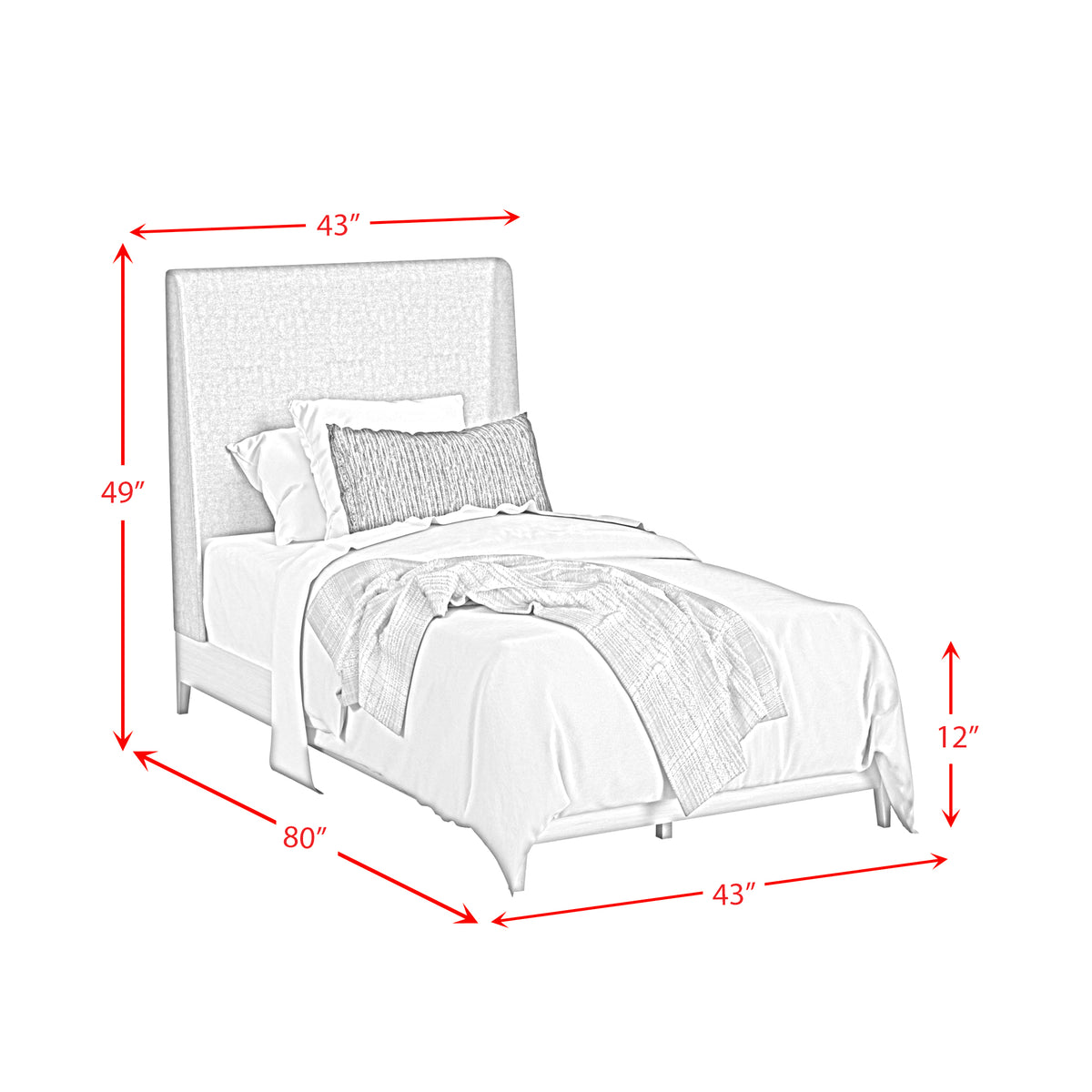 Westland UPH Bed with Grey Fabric