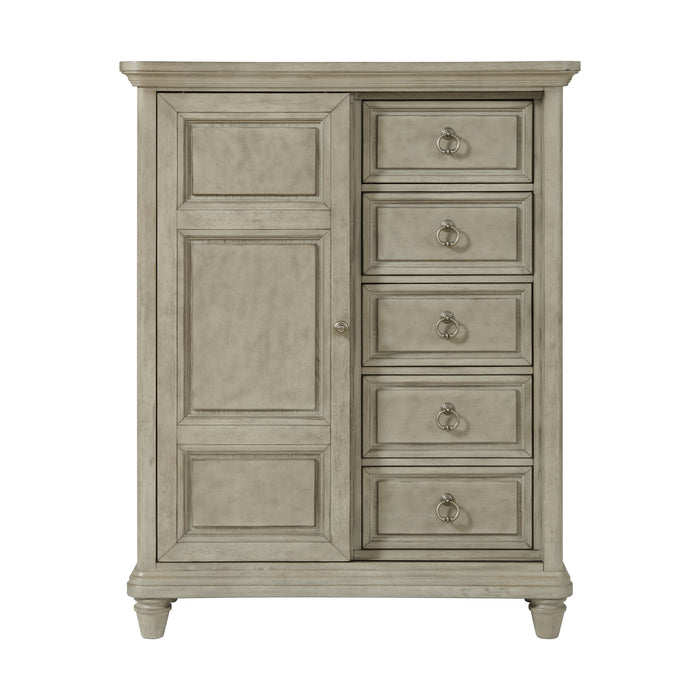 Whit-Ash 5-Drawer Door Chest in Light Grey - Jack’s Furniture and More (Laredo, TX)
