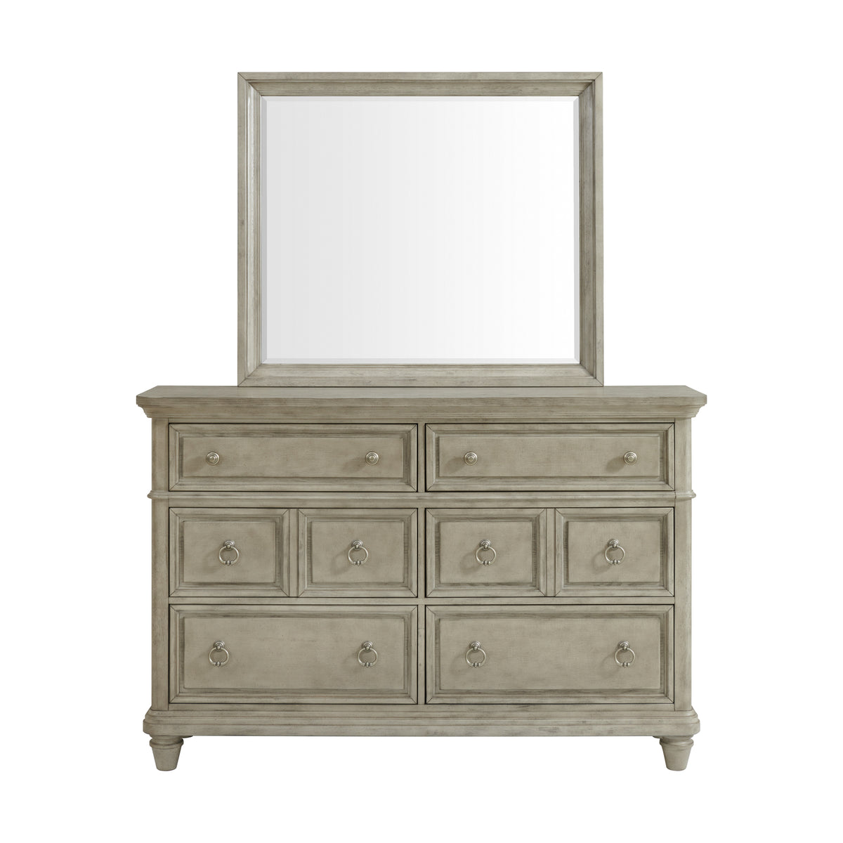 Whit-Ash Dresser and Mirror Set in Light Grey - Jack’s Furniture and More (Laredo, TX)