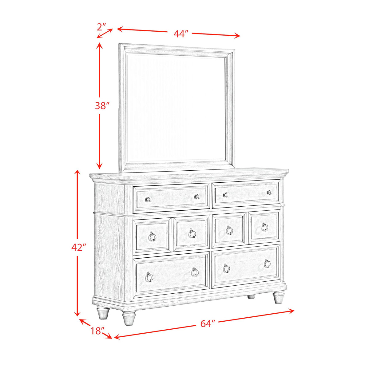 Whit-Ash Dresser and Mirror Set in Light Grey - Jack’s Furniture and More (Laredo, TX)