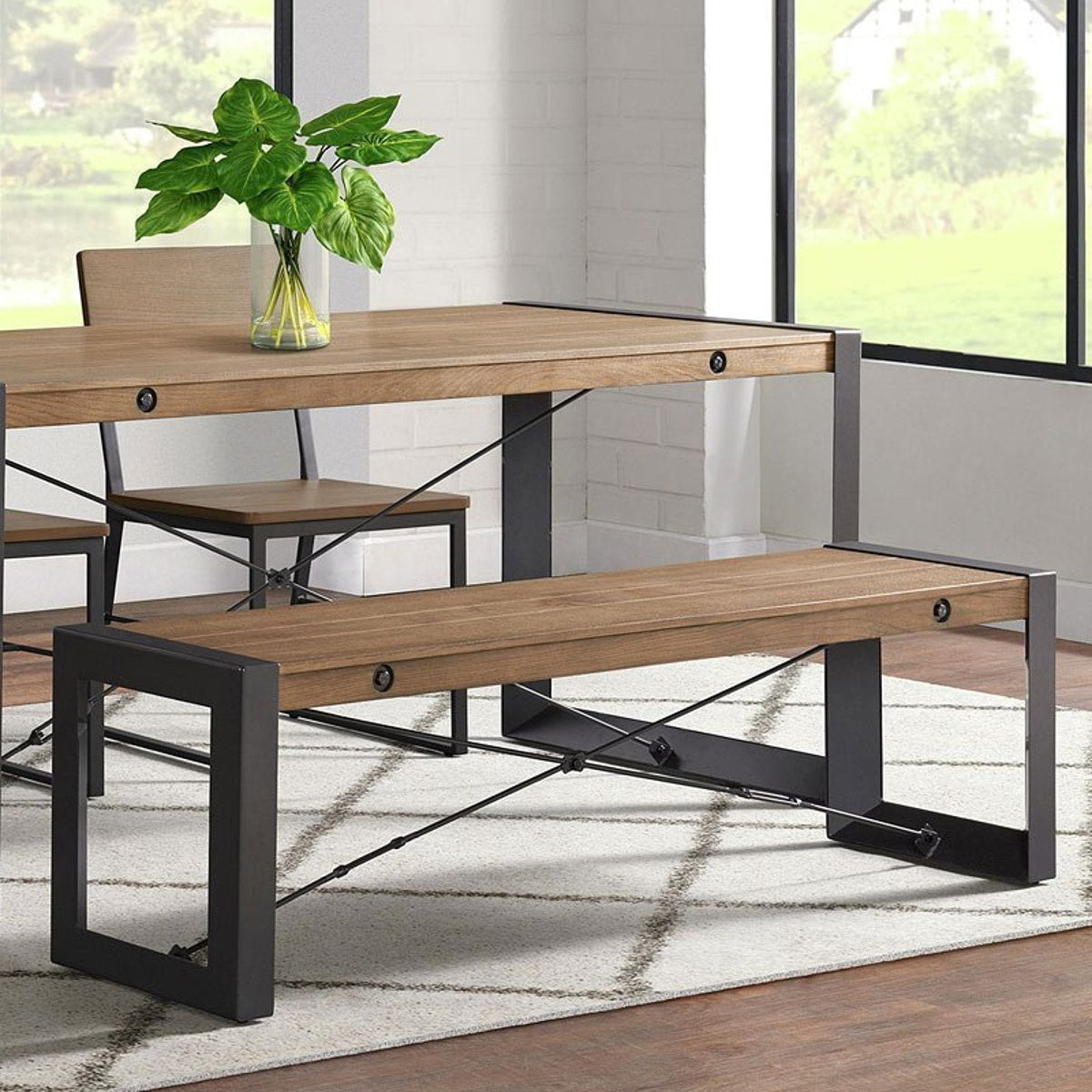 Industrial Bench in Gunmetal and Brown - Jack’s Furniture and More (Laredo, TX)