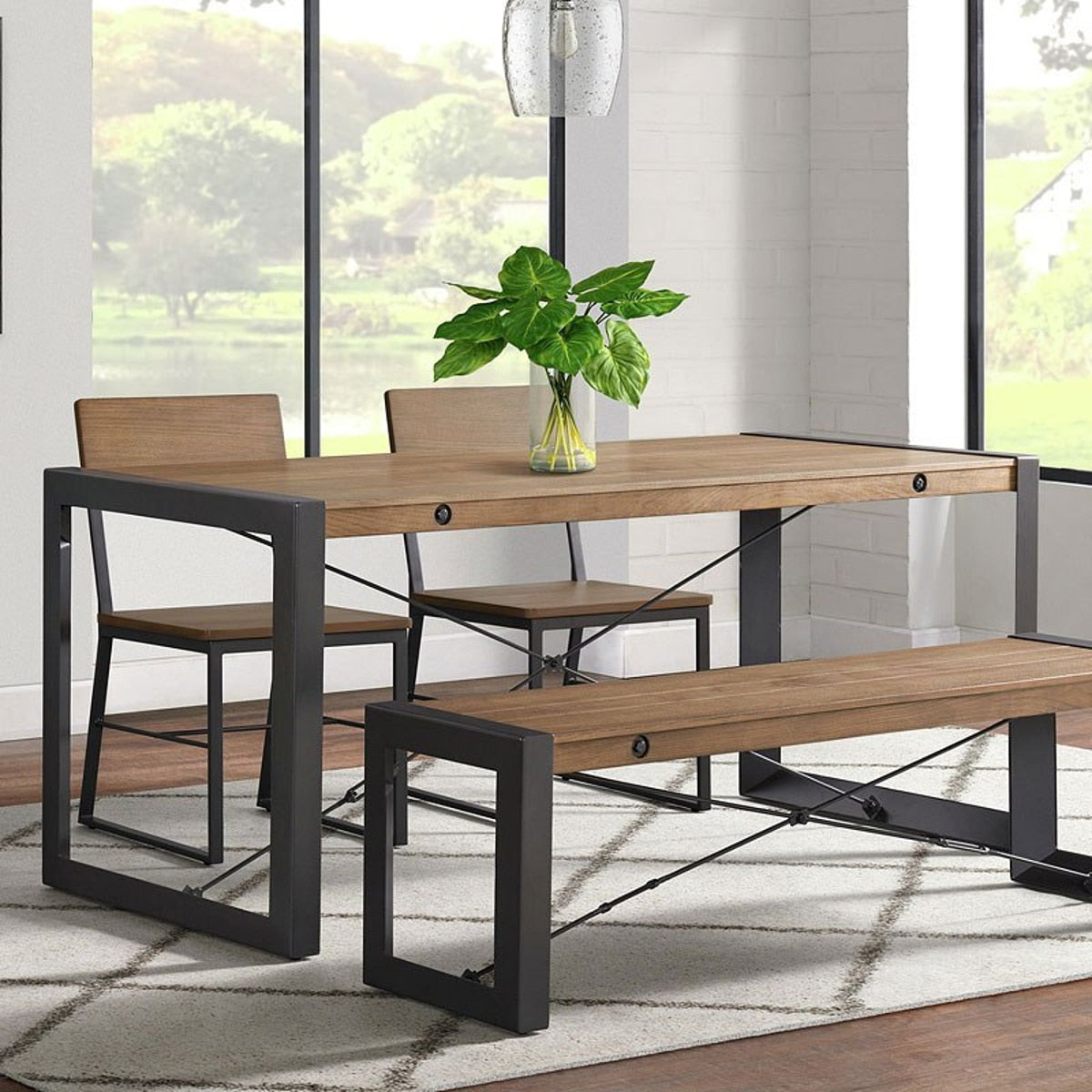 Industrial Dining Table in Gunmetal and Brown - Jack’s Furniture and More (Laredo, TX)