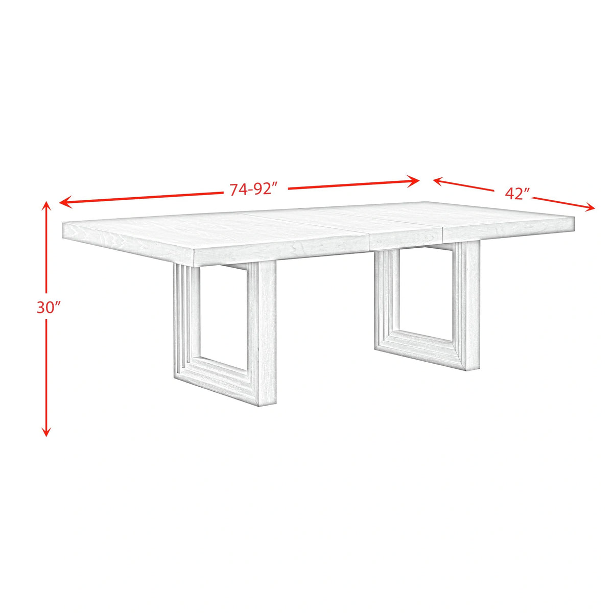 Avalanche Rectangular Dining Table with 18" Leaf in Antique White