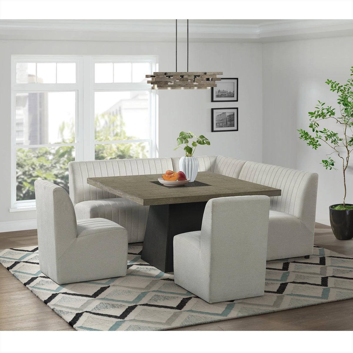 Jemma Upholstered Corner Chair in Beige Linen